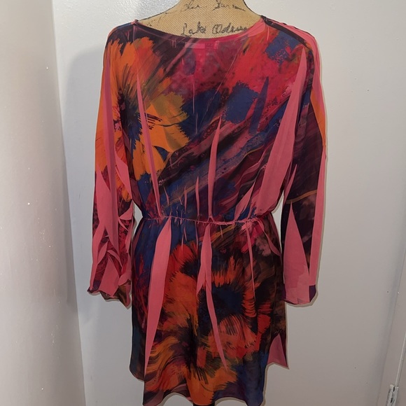 Daniel Benjamin Tropical Multicolor Printed Sheer Blouse - Picture 5 of 7